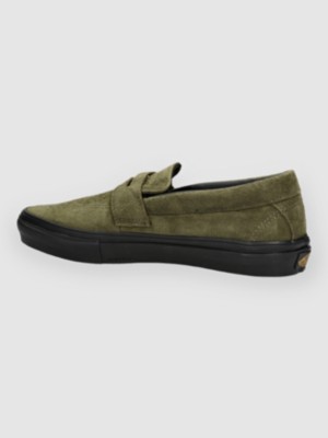 Vans green best sale suede slip on